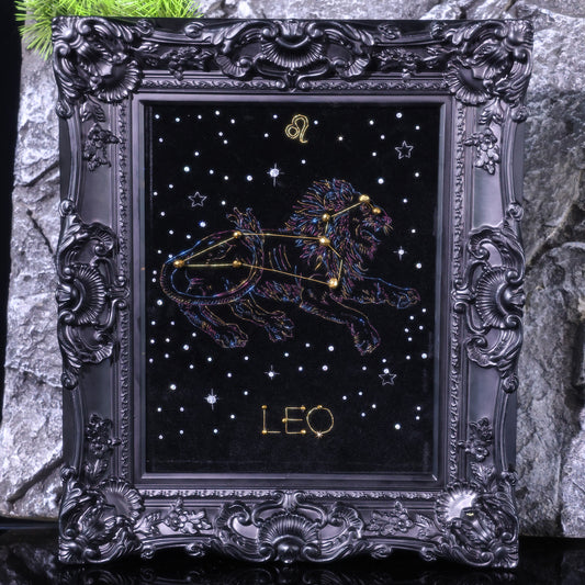 10 Inches Leo Constellation — Handmade Embroidered Decorative Paintings | Zodiac-Themed Embroidery • Leo Embroidery