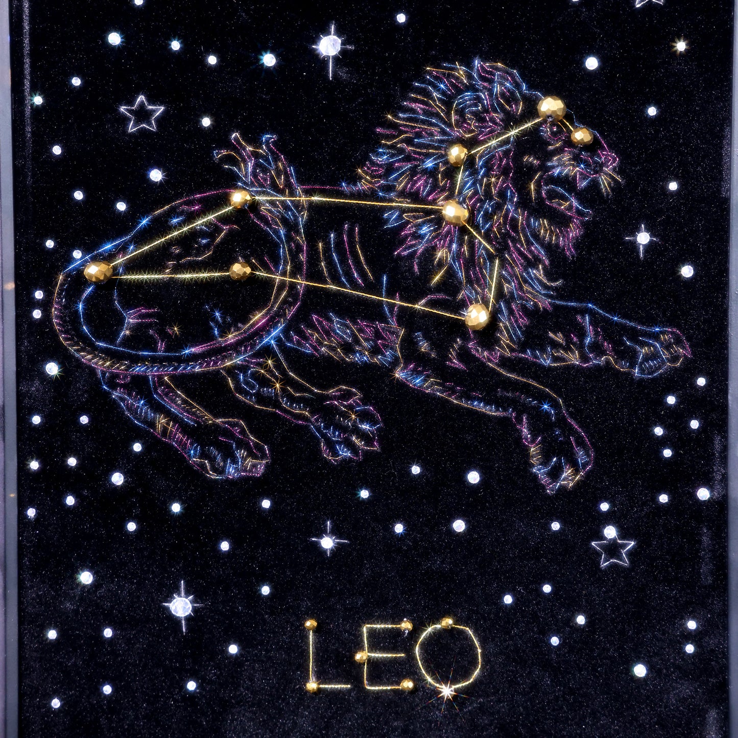 10 Inches Leo Constellation — Handmade Embroidered Decorative Paintings | Zodiac-Themed Embroidery • Leo Embroidery