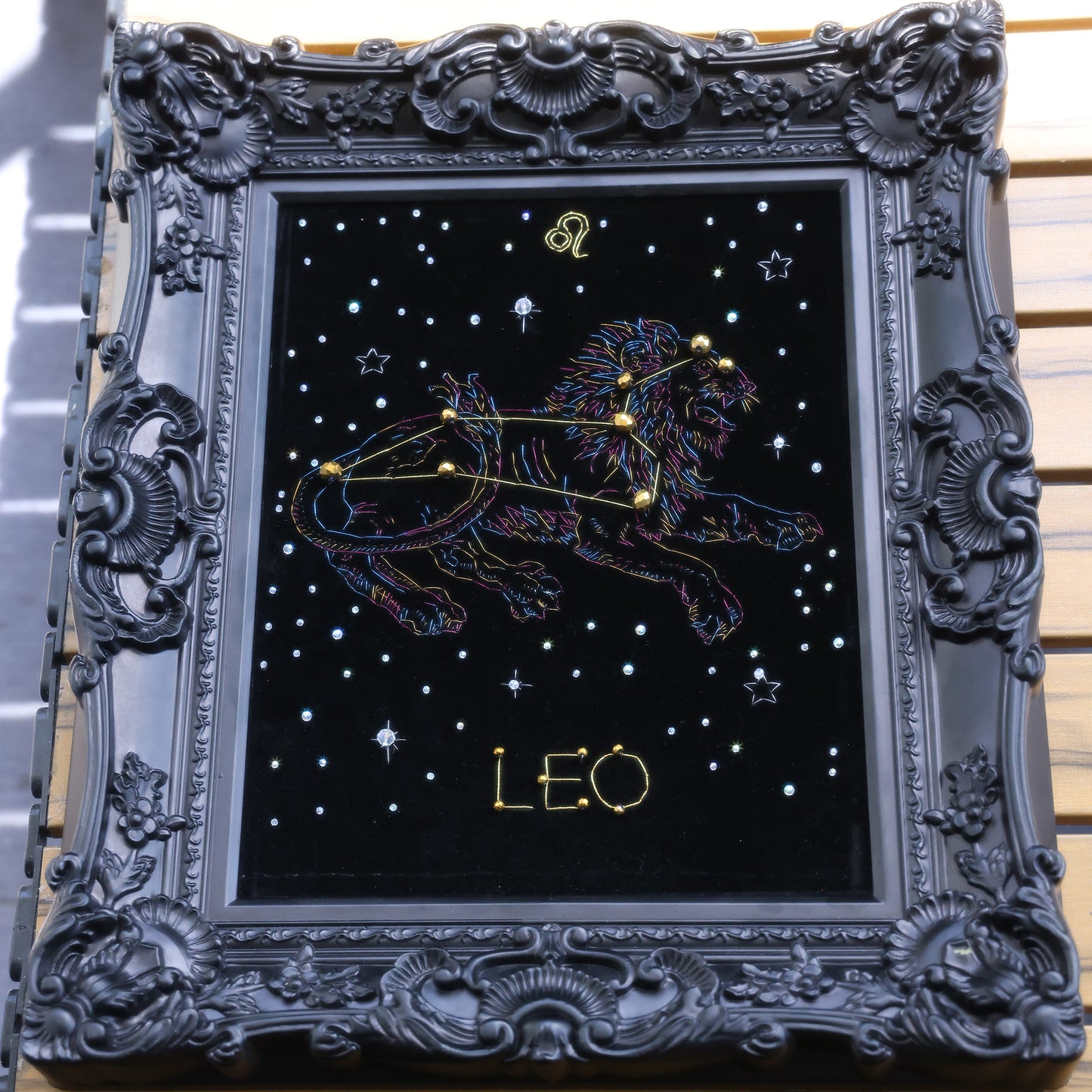 10 Inches Leo Constellation — Handmade Embroidered Decorative Paintings | Zodiac-Themed Embroidery • Leo Embroidery