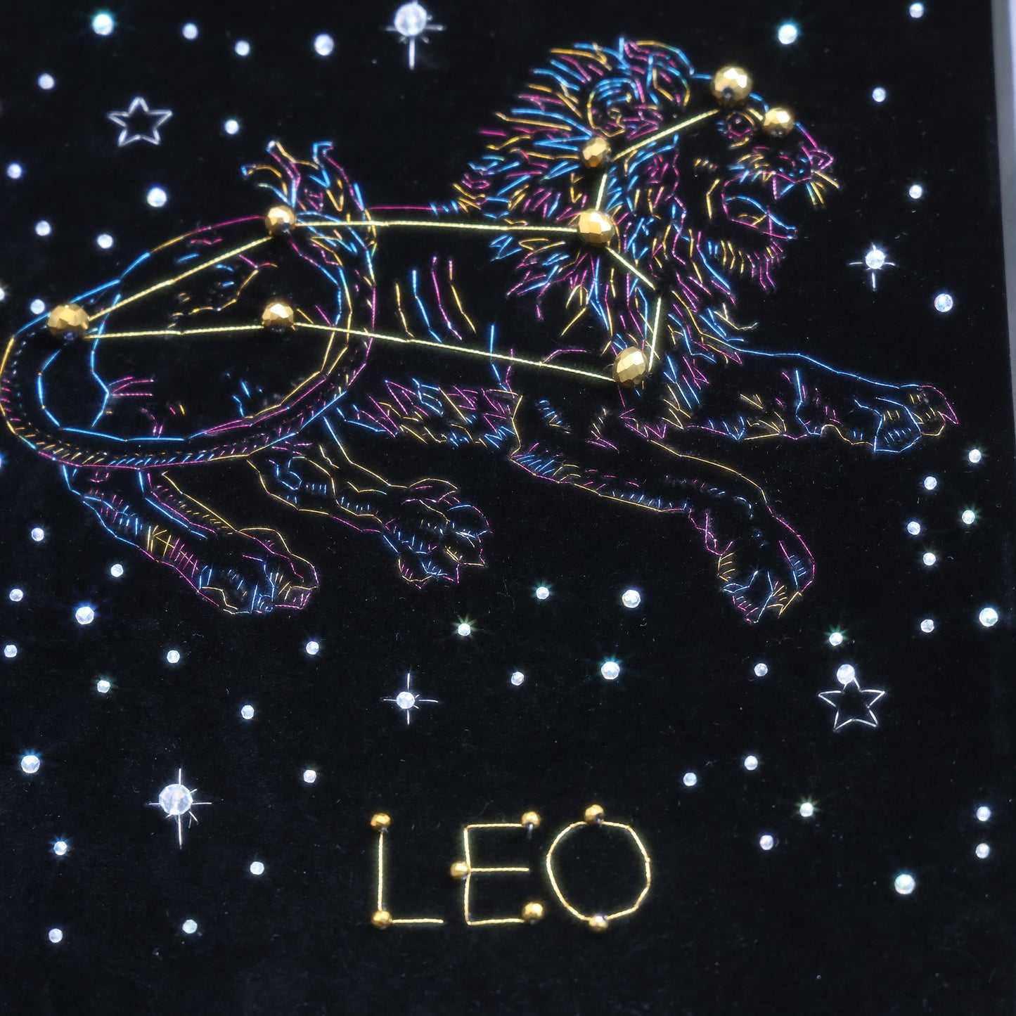 10 Inches Leo Constellation — Handmade Embroidered Decorative Paintings | Zodiac-Themed Embroidery • Leo Embroidery