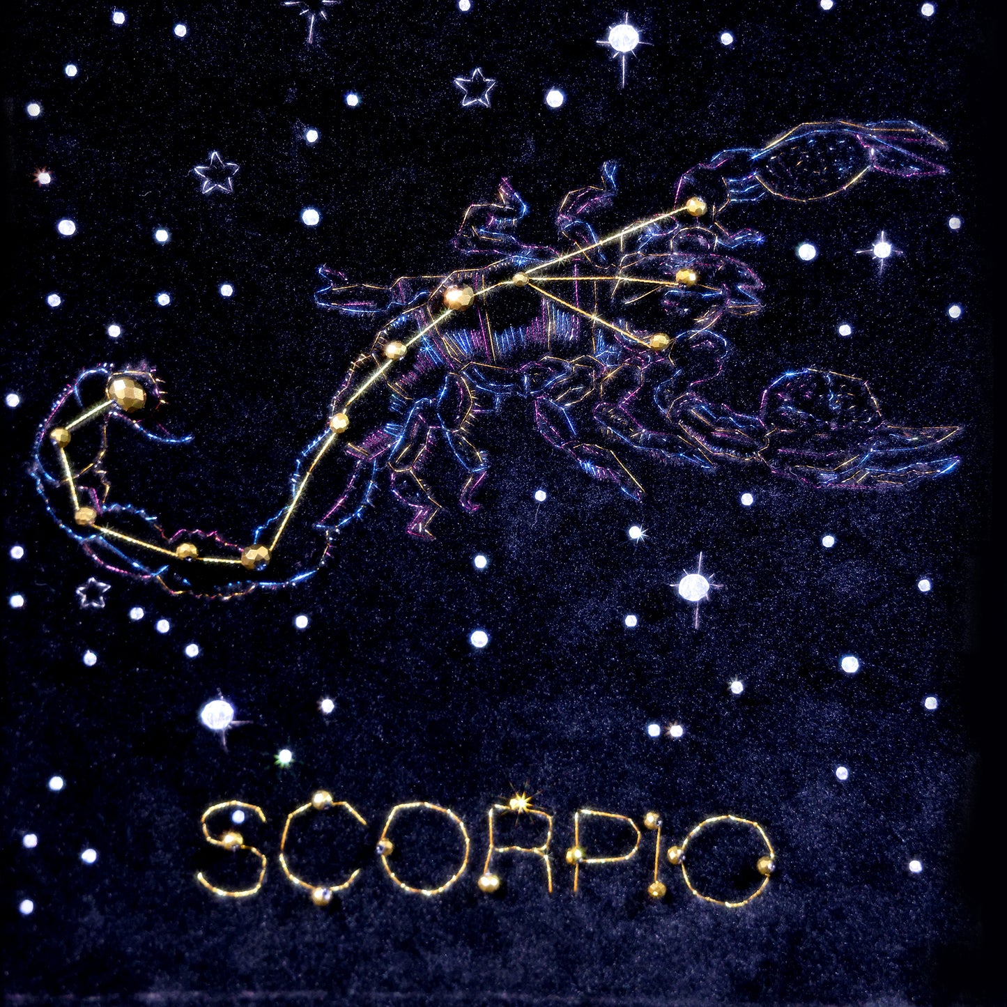 10 Inches Scorpio Constellation — Handmade Embroidered Decorative Paintings | Scorpio-Themed Embroidery • Aquarius Embroidery