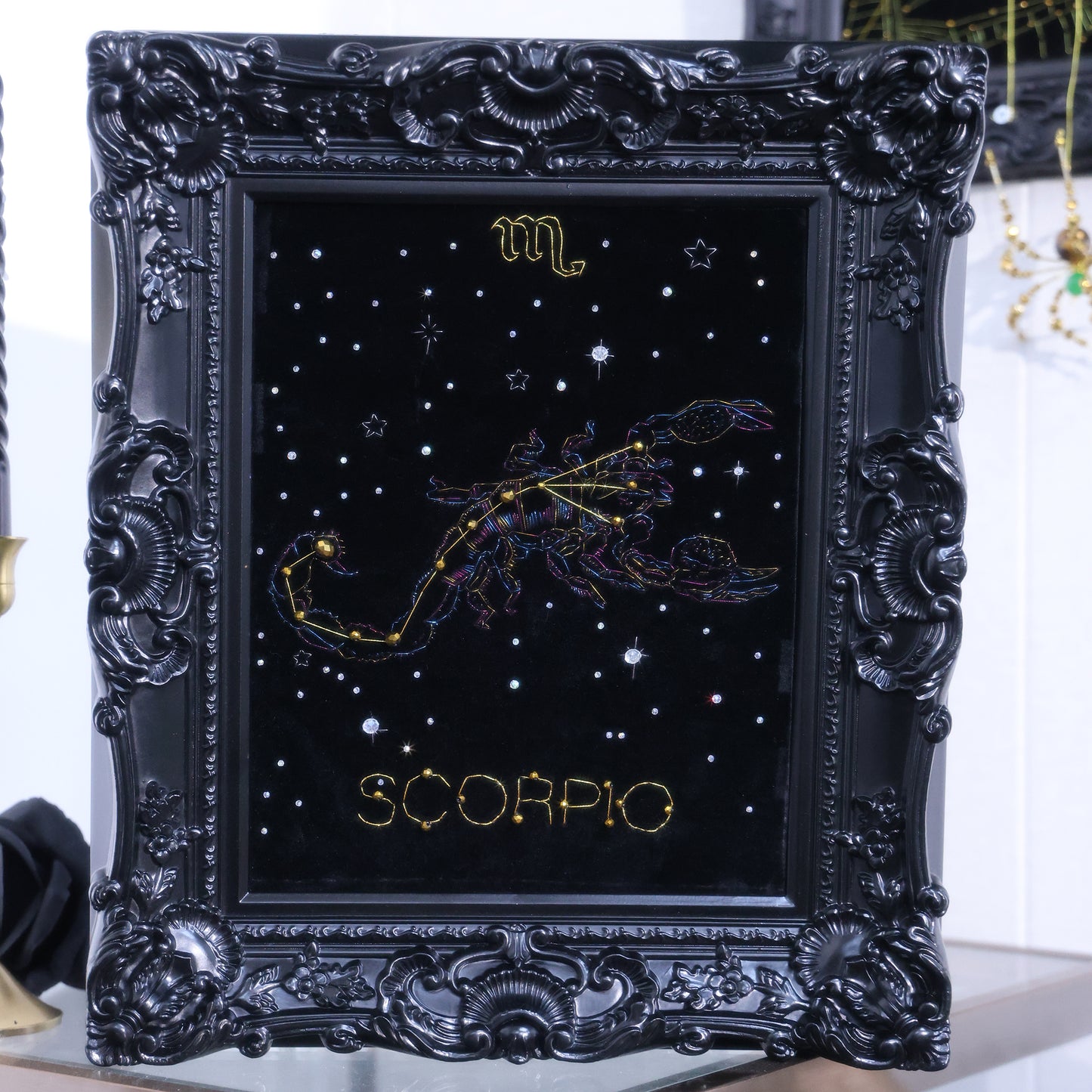 10 Inches Scorpio Constellation — Handmade Embroidered Decorative Paintings | Scorpio-Themed Embroidery • Aquarius Embroidery