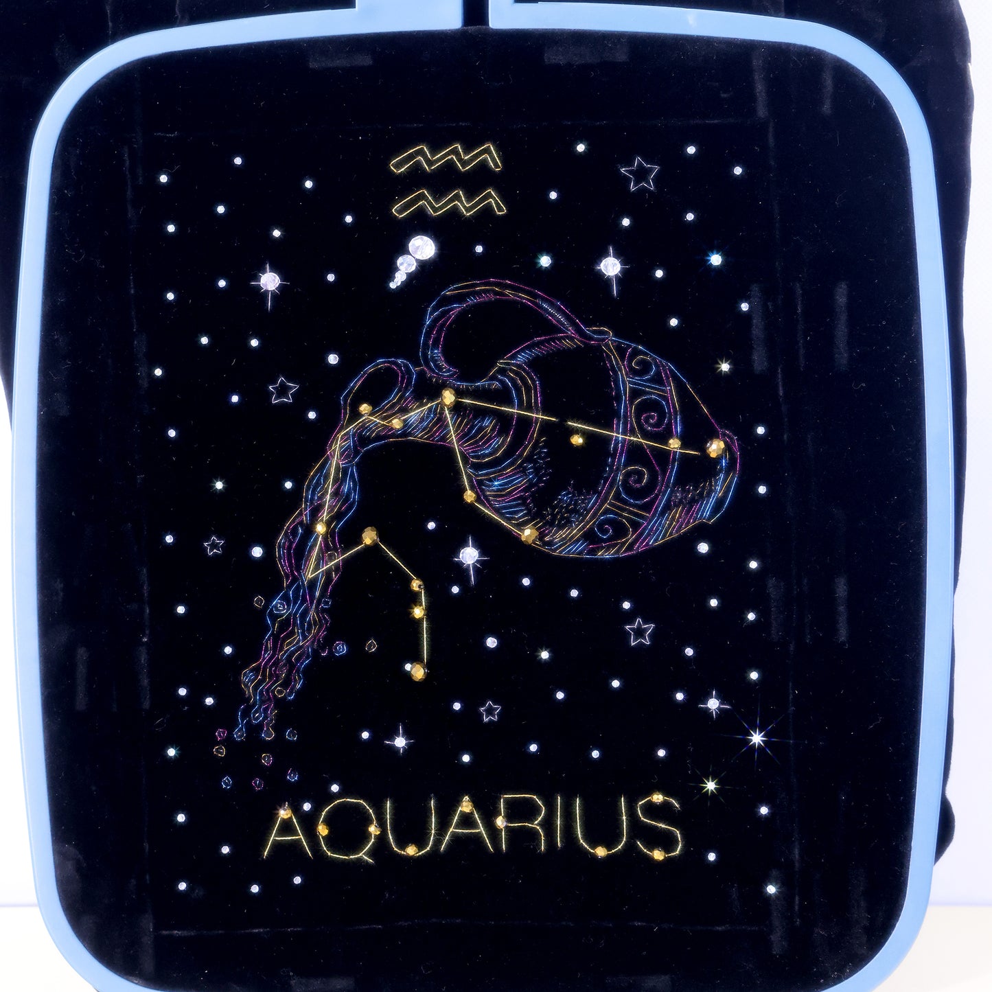 10 Inches Aquarius Constellation — Handmade Embroidered Decorative Paintings | Zodiac-Themed Embroidery • Aquarius Embroidery