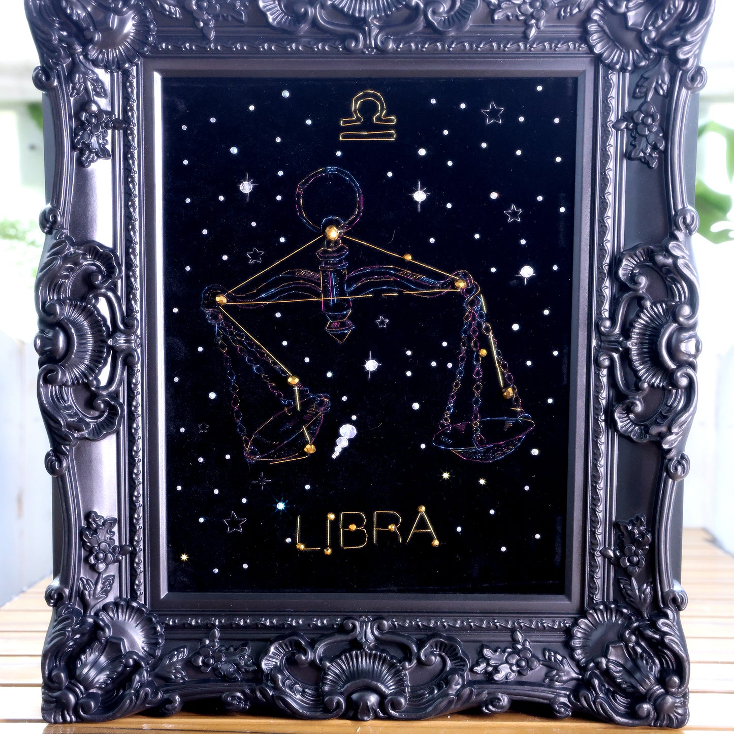 10 Inches Libra Scales — Handmade Embroidered Decorative Paintings | Libra-Themed Embroidery • Aquarius Embroidery