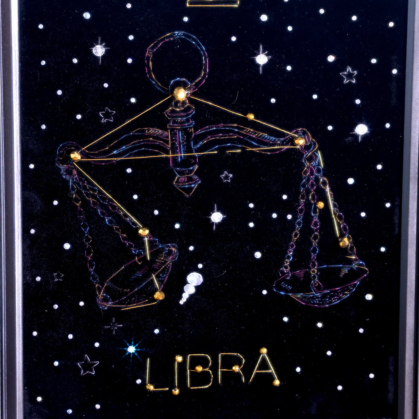 10 Inches Libra Scales — Handmade Embroidered Decorative Paintings | Libra-Themed Embroidery • Aquarius Embroidery