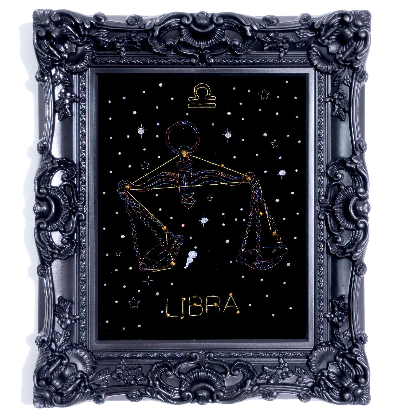 10 Inches Libra Scales — Handmade Embroidered Decorative Paintings | Libra-Themed Embroidery • Aquarius Embroidery