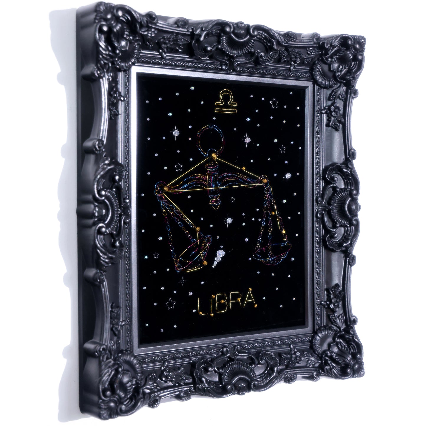 10 Inches Libra Scales — Handmade Embroidered Decorative Paintings | Libra-Themed Embroidery • Aquarius Embroidery