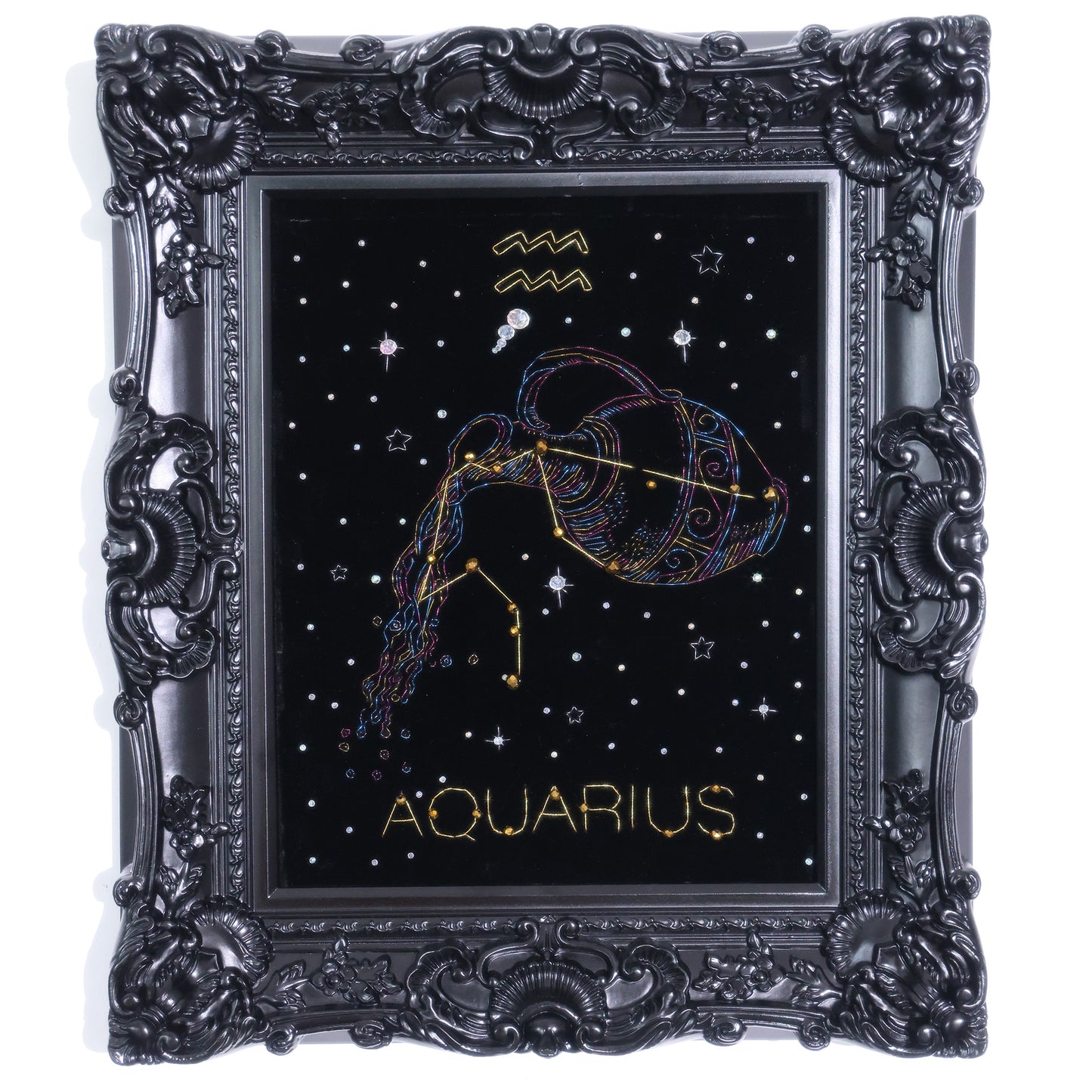 10 Inches Aquarius Constellation — Handmade Embroidered Decorative Paintings | Zodiac-Themed Embroidery • Aquarius Embroidery