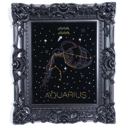 10 Inches Aquarius Constellation — Handmade Embroidered Decorative Paintings | Zodiac-Themed Embroidery • Aquarius Embroidery
