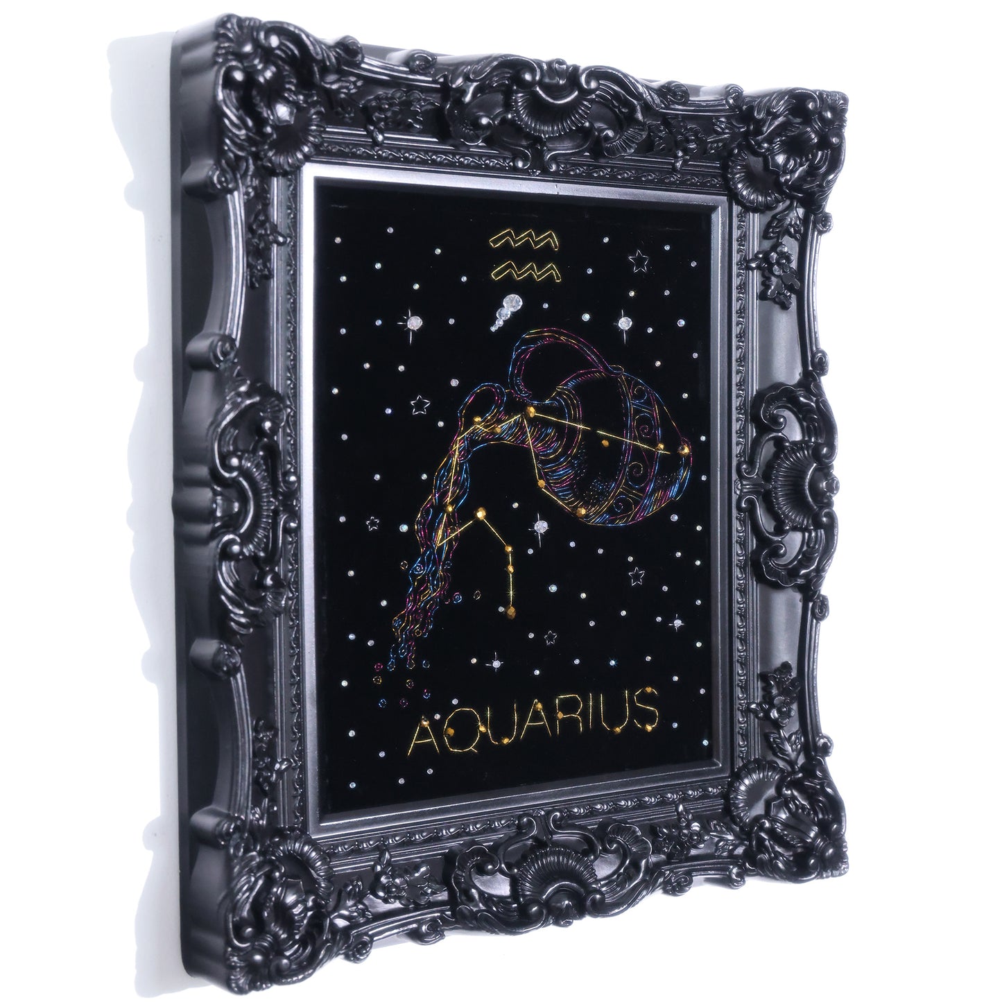 10 Inches Aquarius Constellation — Handmade Embroidered Decorative Paintings | Zodiac-Themed Embroidery • Aquarius Embroidery