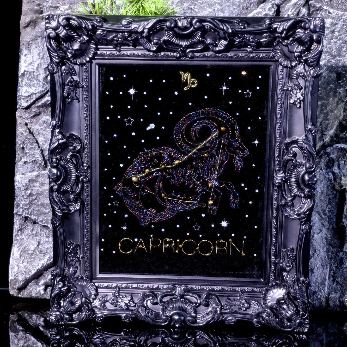 10 Inches Capricorn Constellation — Handmade Embroidered Decorative Paintings | Zodiac-Themed Embroidery • Capricorn Embroidery
