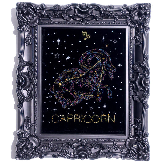 10 Inches Capricorn Constellation — Handmade Embroidered Decorative Paintings | Zodiac-Themed Embroidery • Capricorn Embroidery