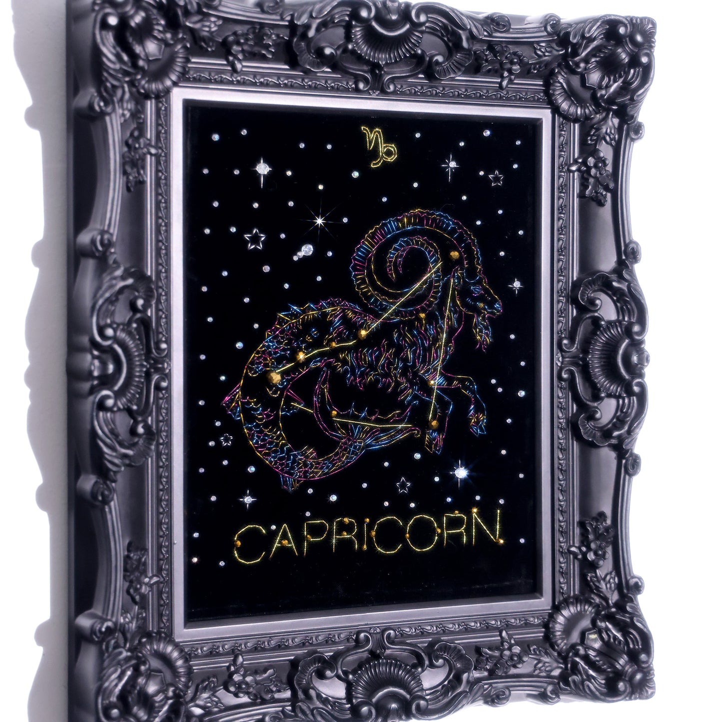10 Inches Capricorn Constellation — Handmade Embroidered Decorative Paintings | Zodiac-Themed Embroidery • Capricorn Embroidery