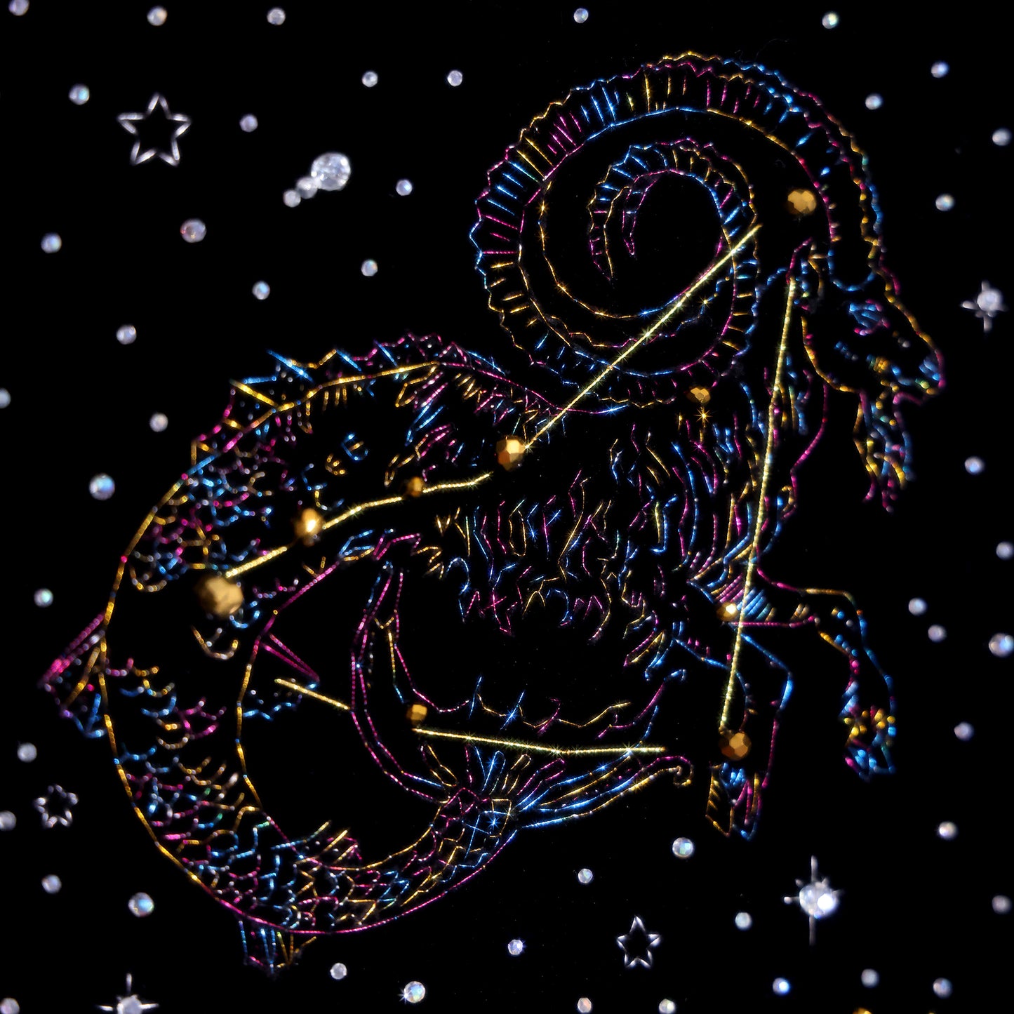10 Inches Capricorn Constellation — Handmade Embroidered Decorative Paintings | Zodiac-Themed Embroidery • Capricorn Embroidery